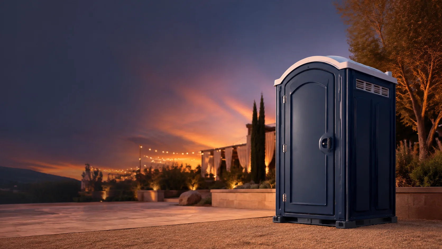Portable restroom shown for rental planning in Urbana, IL